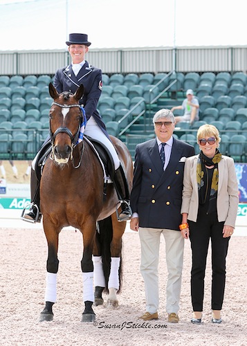 Tina and Fancy That in their winning presentation with Mike Collins and judge Katrina Wuest. © Susan J Stickle