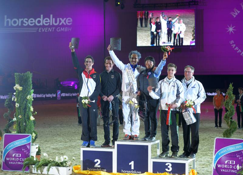 Das Podium der Herren: Thomas Brüsewitz (GER), Nicolas Andreani (FRA) und Julian Wilfling (GER). © Fotoagentur Dill