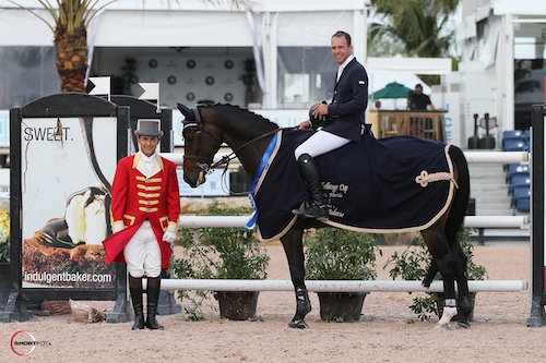 Hardin Towell and Lucifer V in their winning presentation with ringmaster Gustavo Murcia. © Sportfot