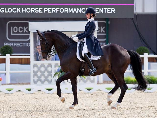 Katja Gevers (NED), with Thriller, delivered an outstanding performance in the CDI4* Grand Prix de Dressage and achieved second place. © Michael Rzepa