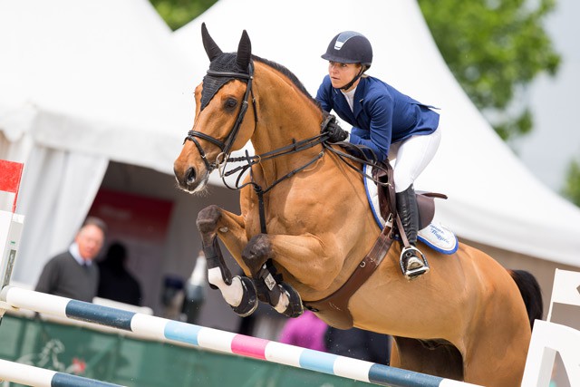 Mariann Hugyecz (HUN) und Chacco Boy belegten in der CSI4* Diamond Tour Rang drei. © Tomas Holcbecher​