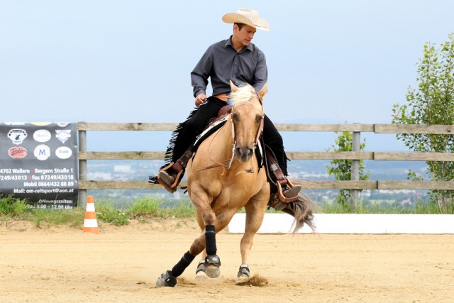 Josef Mittmannsgruber und Red Pine Command spinnten sich zum Reining Day Steyregg Open Champion 2015 © Nora Kronheim