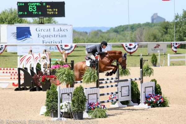 Lisa Jacquin and Chapel Z win the 1.35m Open Jumpers at the Great Lakes Equestrian Festival II. © Kendall Bierer