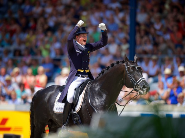 Matthias Alexander Rath and Totilas after their victory in the MEGGLE Prize at the CHIO Aachen 2014. © Aachen 2015/ Arnd Bronkhorst