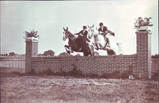 Pair jumping at the Aachen Equestrian Show in 1926, the lady in the chastely sidesaddle. Pair and group jumping were two of the most attractive competitions in Aachen up until the 1930s. The last Nations' Cup Group Jumping competition was organised in 1930. The Opening Ceremony of the European Championships will also revive memories of this discipline. © Archive CHIO Aachen
