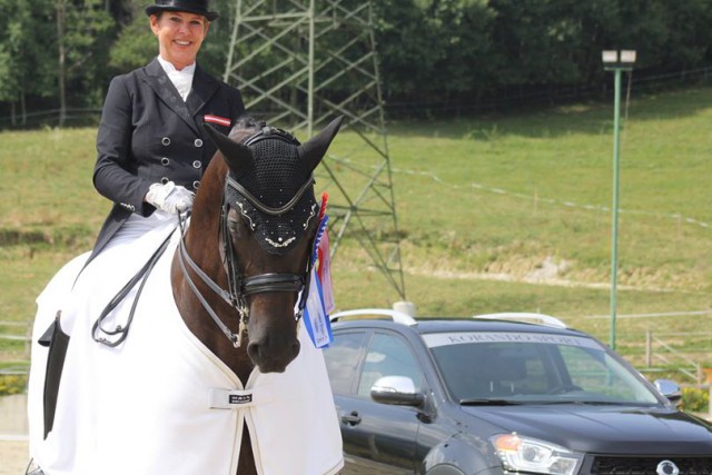 Strahlende Zweite im Grand Prix Special: Angela Hergeth (T) auf Parcival 47. © Marlies Mangge