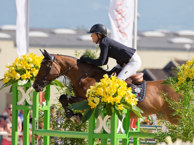 Lauren Hough (USA) and her Ohlala shone in the GLOCK's 5* Grand Prix 2015 in second place. © Michael Rzepa