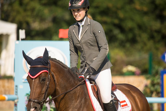 Die 16-jährige Salzburgerin Lisa Maria Räuber (Junioren U18) hatte heute allen Grund zur Freude, denn sie schaffte auf Cuyano eine fehlerfreie Runde für Österreich. © OEPS | Lukas Jahn