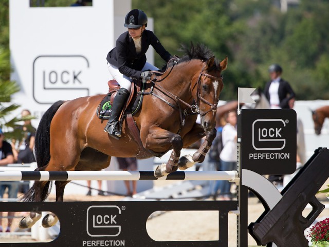 Carinthia’s Marianne Schindele came third with Outlaw II in the GLOCK's CSI2* Opening © Michael Rzepa