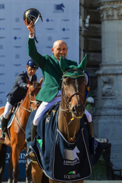 Ramzy Hamad Al Duhami (KSA) und Al Capone bei der CSI5* Icuras Opening Siegerehrung. © Michael Graf