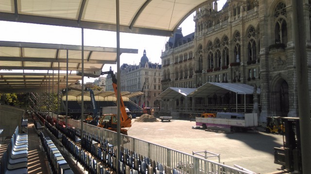 Der Aufbau beim Vienna Masters 2015 muss in genau sechs Tagen über die Bühne gehen. © DFG Event GmbH