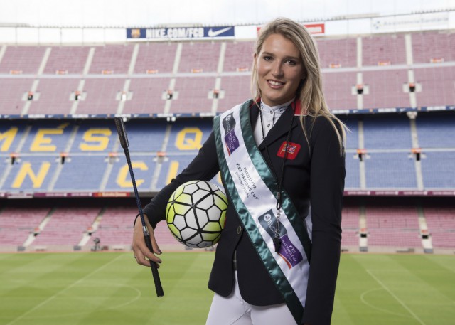 Das britische Nachwuchstalent Jess Mendoza im FC Barcelona Stadion Camp Nou. © FEI/Dan Rowley