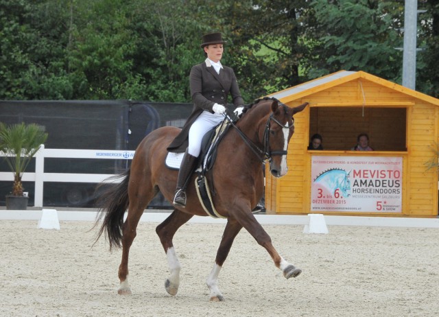 Beste Österreicherin im Prix St. Georges war die Tirolerin Teresa Rochelt auf Rang fünf mit ihrer bewährten Stute Dolana und 69.132%. © Fotoagentur Dill