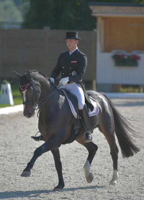 Der Niederösterreicher Oliver Valenta konnte auf Valentas Rivel in der FEI Junge Reiter Vorbereitungsprüfung überzeugen. © www.fotoagentur-dill.de