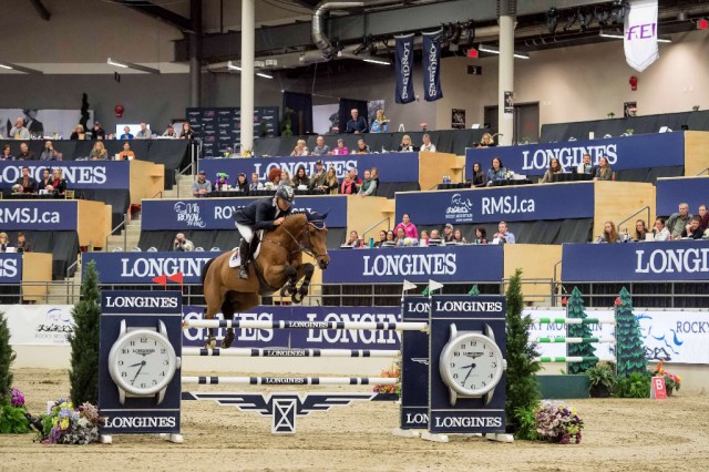 Samuel Parot (CHI) und Atlantis siegen im FEI World Cup™ Jumping in Calgary. © FEI/Aimee Makris