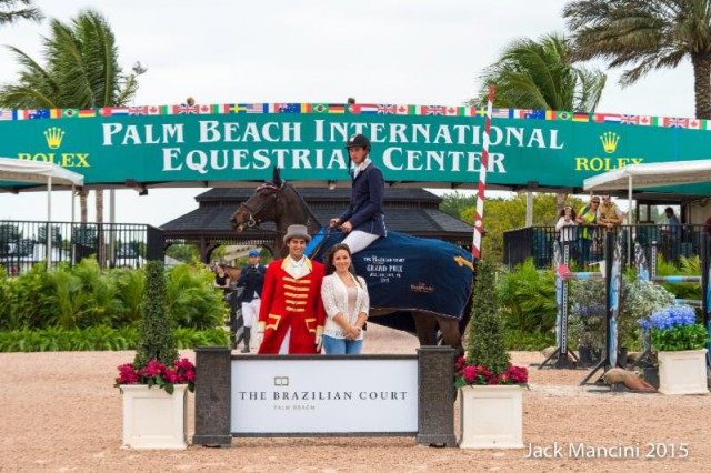 Laurenz Buhl and Calista in their presentation ceremony with ring master Christian Moreno and Ashley Kerwin, Sales & Marketing Director for The Brazilian Court Hotel Palm Beach © Mancini Photos