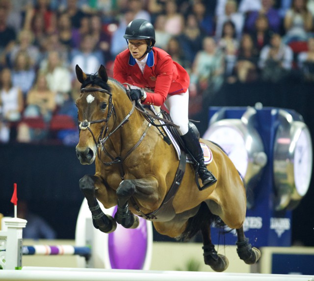 Beezie Madden, pictured here with Simon at the Longines FEI World Cup™ Jumping Final in Las Vegas last April, is the most decorated US female equestrian athlete of all time. She is currently the highest placed female athlete in the North American League, lying second in the East Coast standings. © FEI/Arnd Bronkhorst