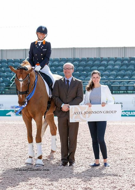 Leida Collins-Strijk and Don Tignanello with Judge Henning Lehrmann (GER) and Sponsorship Coordinator Cora Causemann. © SusanJStickle.com