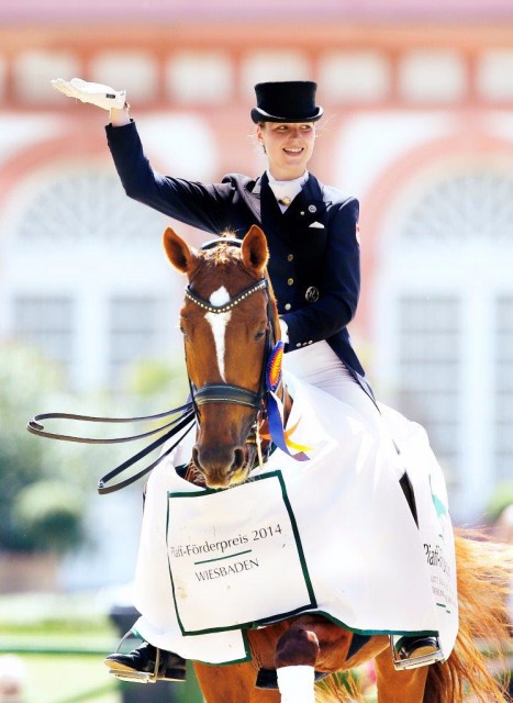 Nadine Husenbeth – im Piaff-Förderpreis war sie in Wiesbaden schon siegreich, dieses Jahr tritt die 23-Jährige bei der EM-Sichtung im Schlosspark an. © WRFC/Jacques Toffi