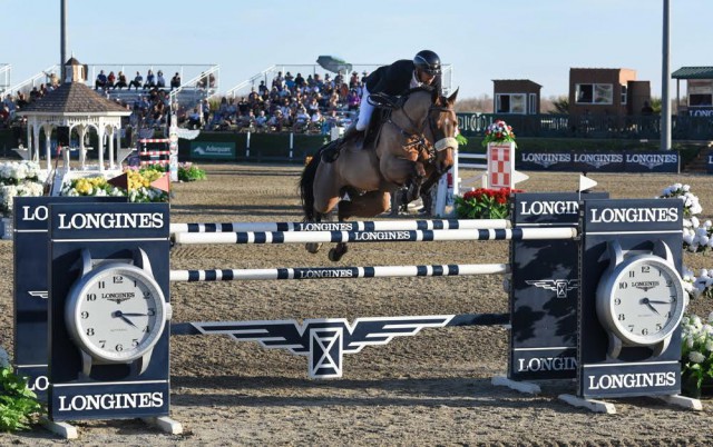 Egypt’s Nayel Nassar and Lordan claim victory of the $100,000 Longines FEI World Cup™ Jumping in Thermal. © FEI/Bret St Clair