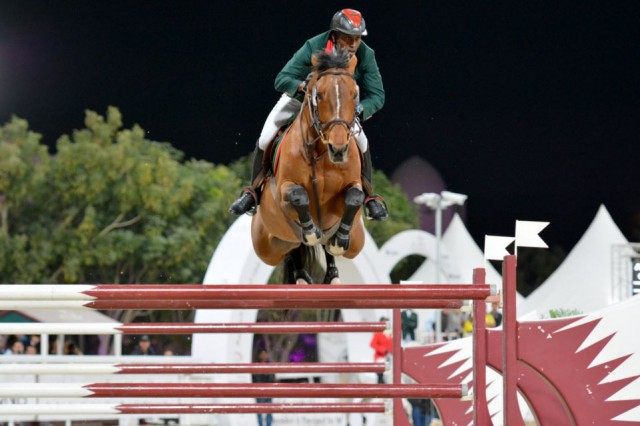 Abdelkebir Ouaddar (MAR) und Quickly de Kreisker am Weg zum Sieg. © Qatar Equestrian Federation