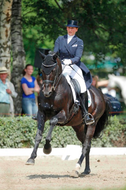 Der Trakehner Hengst Heuberger und Anabel Balkenhol - hier beim Trakehner Bundesturnier - eröffnen die 18. Trakehner Hengstschau in Münster-Handorf. © Lafrentz