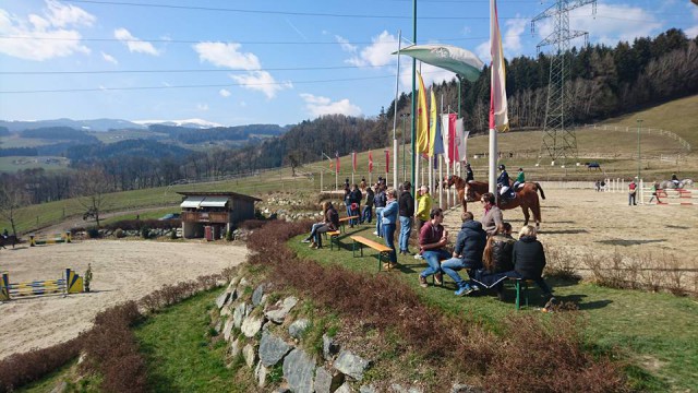 Beste Sicht vom Warm Up auf dem Austragungsplatz in St. Margarethen. © Reiterhof Stückler