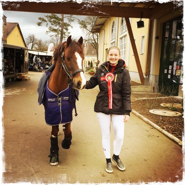 Jeder kommt am CDI Stadl Paura zusammen. Hier führt eine dänische Teilnehmerin ihr Pony spazieren - und ist sichtlich stolz auf ihre Platzierung. Foto © Michael Rzepa