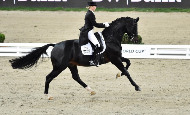 Reem Acra FEI World Cupª Dressage, Stuttgart, GER Jessica von Bredow-Werndl riding Unee BB at the Stuttgart leg of the series. Karl-Heinz Frieler/FEI Jessica von Bredow-Werndl