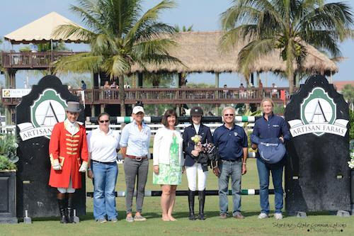 Lucy Deslauriers is presented as the overall winner of the 2015 Artisan Farms Under 25 Grand Prix Series. © Starting Gate Communications