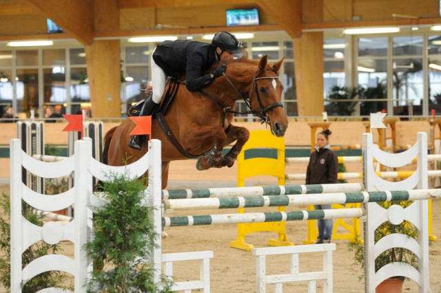 Michael Rösch junior aus Bad Fischau (NÖ) und Sanovet`s Paula auf dem Weg zum Sieg im morgendlichen 1,35 m Punktspringen. © horsesportsphoto.eu. © www.horsesportsphoto.eu