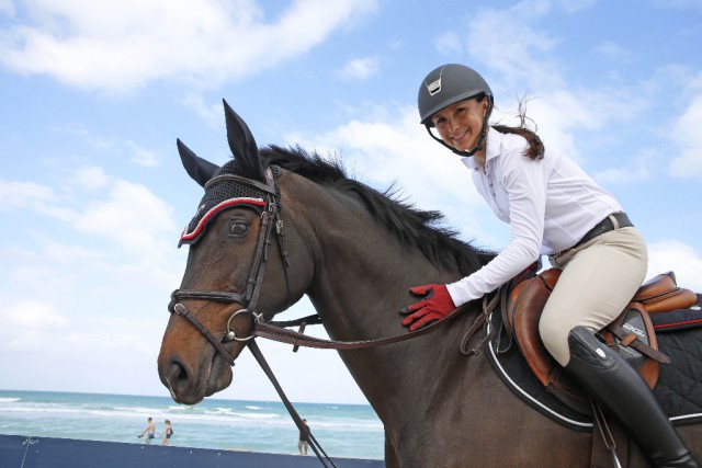 Georgina Bloomberg (USA) und Caleno 3 in Miami Beach. © Stefano Grasso/LGCT