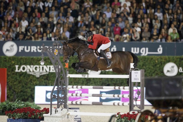 Belgium’s Gregory Wathelet topped off a great 2015 season during which he secured individual silver at the FEI European Championships in Aachen (GER) by helping his country to victory at the Furusiyya FEI Nations Cup™ Jumping Final in Barcelona (ESP) last September, riding Conrad de Hus. © FEI/Dirk Caremans