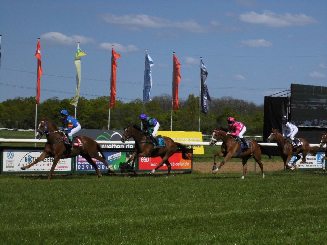 Index Waiter unter Stephanie Rank geht im 3. Rennen gleich in Führung. © NNN