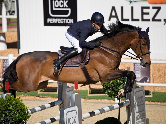 Quintia did an excellent job under the saddle of Elliott Gordon (GBR), jumping to victory in the GLOCK’s 2* Tour. © Michael Rzepa