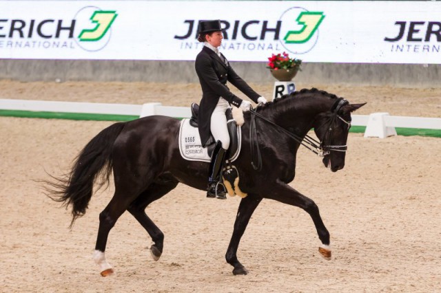 Lisa Müller, hier auf Birkhof's Dave, will sich bei Isabell Werth Tipps für die internationale Dressurkarriere holen. © Michael Graf