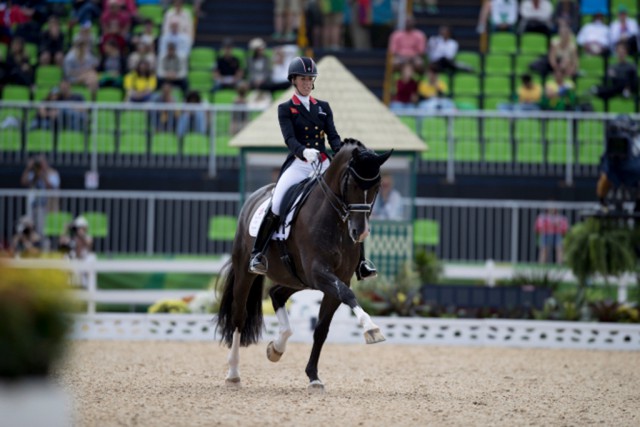 The superstars of the sport of Dressage, Great Britain’s Charlotte Dujardin and Valegro, produced another sensational performance in today’s Grand Prix at Deodoro Olympic Park in Rio de Janeiro (BRA). However the British team are trailing Germany in the battle for team gold which will be decided by tomorrow’s Grand Prix Special competition. © Richard Juillart/FEI