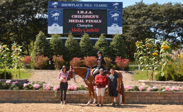 IHJA Children's Medal Champion Molly Canfield with Molly McAdow and Lorrie Canady. © Chicago Equestrian