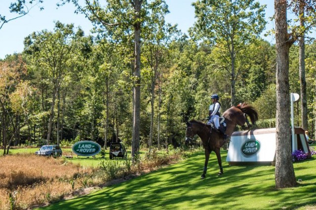 Allison Springer riding Arthur in the Adequan Advanced Gold Cup in the Cross Country phase at the 2016 Nutrena USEA American Eventing Championships presented by Land Rover. © Land Rover