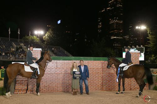 Andrew Kocher and McLain Ward tied for first place in the $50,000 Engel & Völkers Puissance, presented by Katherine and Mark Bellissimo. © Sportfot