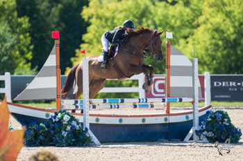 Fifteen-year-old Delany Owens of Burlington, ON, riding Darrington won the $10,000 Low Pan Am Challenge, presented by Horseware Ireland. © Ben Radvanyi Photography