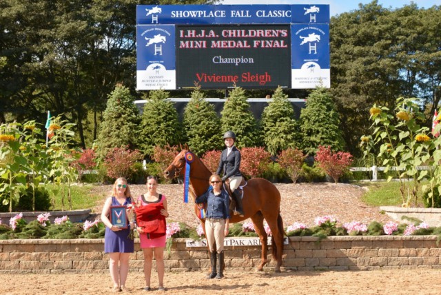 IHJA Children's Mini Medal Champion Vivienne Sleigh with trainer Katie Kunk. © Chicago Equestrian