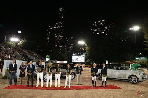 he U.S. Olympians were honored in a ceremony to celebrate their achievements at the 2016 Rio Olympic Games (L to R) - Mark Bellissimo, Victoria Lowell, Katherine Bellissimo, U.S. Dressage Chef d'Equipe Robert Dover, Steffen Peters, Laura Graves, Allison Brock, Kasey Perry-Glass, Phillip Dutton, Kent Farrington, and McLain Ward. © Sportfot