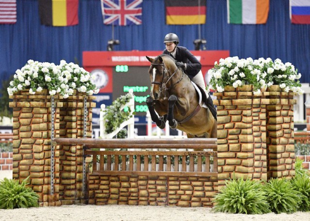 Hunter Holloway and Any Given Sunday in the hunter phase of the WIHS Equitation Finals. © Shawn McMillen