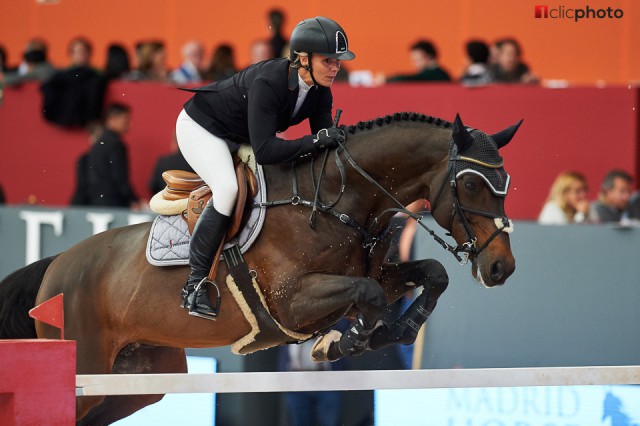 Österreichs Julia Kayser, hier im Sattel von Sterrehof's Cayetano, war beim CSI5* in Madrid (ESP) bereits platziert. ©Hervé Bonnaud