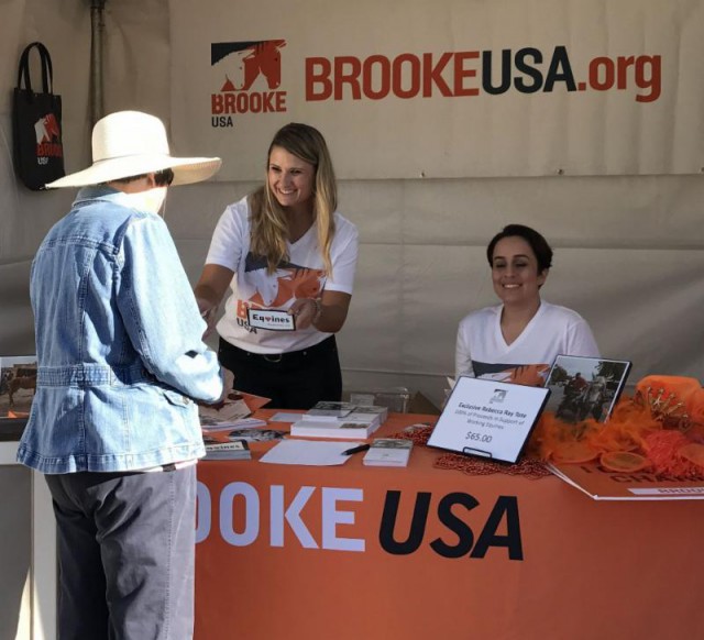 Brooke USA staff working the booth at Charlotte Dujardin's clinic in California.cBrookeUSA