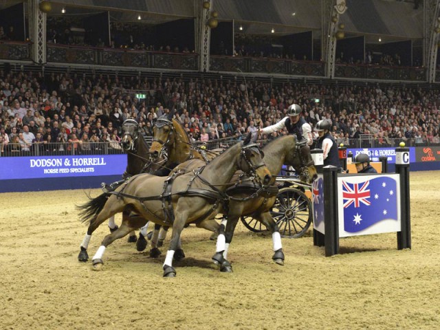 Boyd Exell’s team was ‘on song’ in the electric atmosphere at London Olympia. © FEI /Trevor Meeks