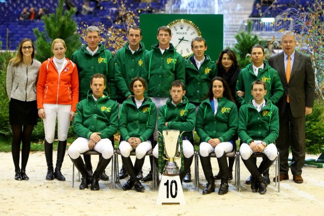 Die Finalisten des Rolex IJRC Top 10 Finale: Bertram ALLEN (IRL). Penelope LEPREVOST (FRA). Luciana DINIZ (POR). Ludger BEERBAUM (GER). Christian AHLMANN (GER). Simon DELESTRE (FRA). Daniel DEUSSER (GER).Gregory WATHELET (BEL). Kent FARRINGTON (USA). Scott BRASH (GBR). Christina LIEBHERR (SUI). Eleonora OTTAVIANI. Sophie MOTTU MOREL. Alban POUDRET. © www.scoopdyga.com