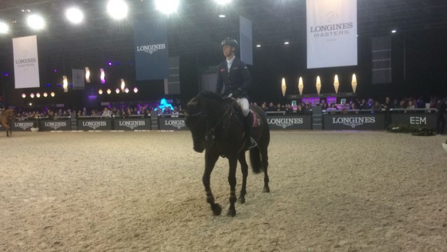 Max Kühner und sein Erfolgspferd Cornet Kalua beim Aufwärmen für das Stechen im CSI5* Longines Grand Prix in Paris. © Max Kühner Sporthorses