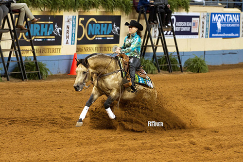 Bentien and Gotta Twist It Up sweep the L3 and L2 Non Pro Futurity Championships. © NRHA